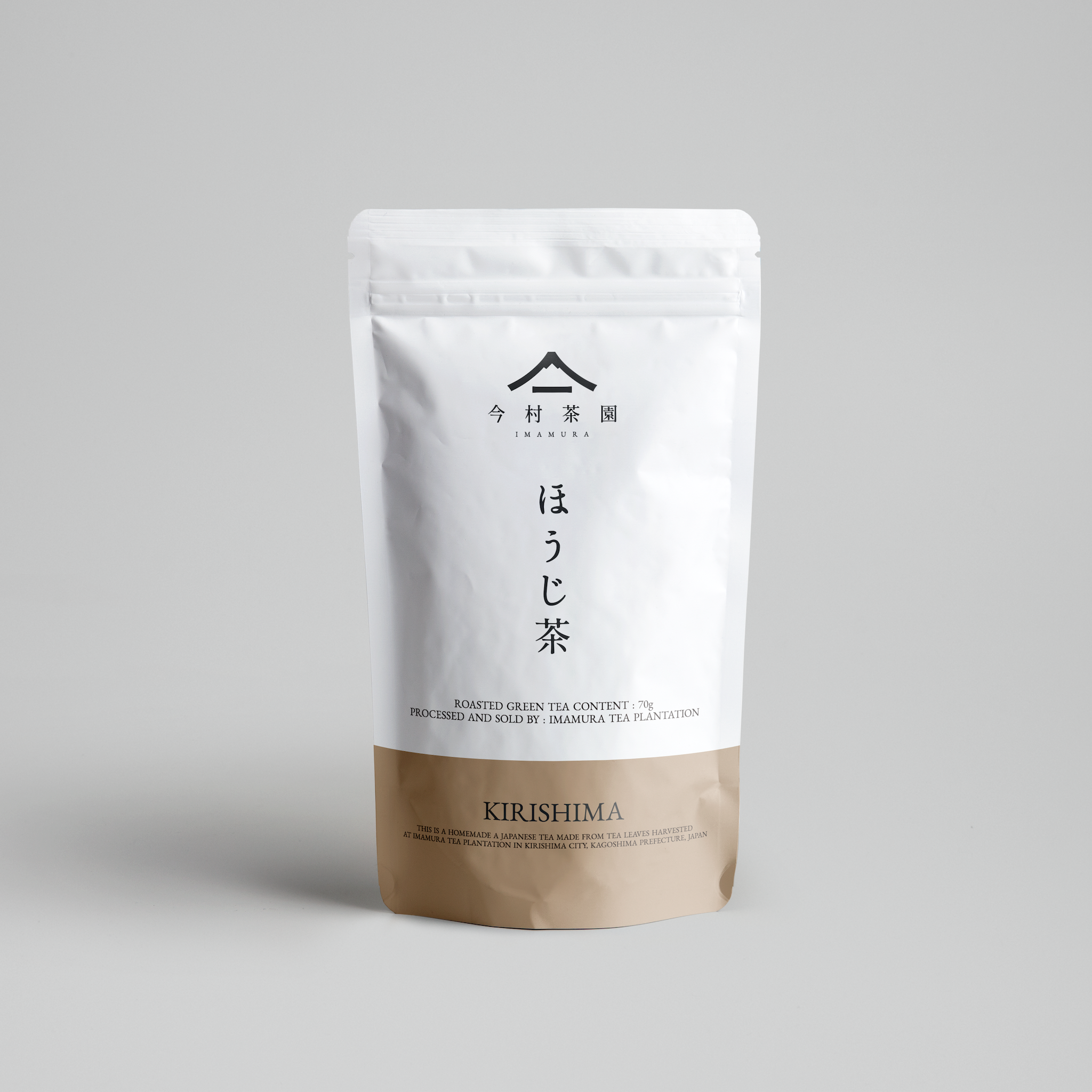 今村茶園の霧島茶・鹿児島茶『ほうじ茶 ROASTED GREEN TEA』70gパッケージ表面画像です。
